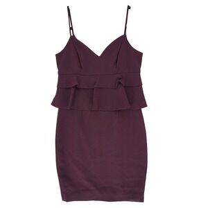 Giani Bini Purple Spaghetti Strap Peplum Pencil Dress 4 Lined